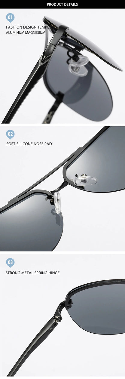 Fashion Rimless Pilot Polarized Sunglasses Men Women High Quality Aluminum Magnesium Sun Glasses Male Classic Driving Shades