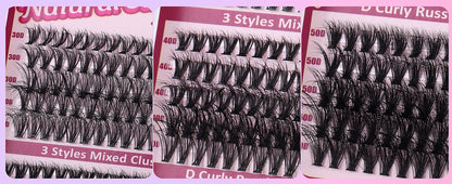 Large Capacity DIY 30 40 50 60 80 D Mix False Individual Lashes Kit  Bond and Seal Tweezers Comb Set Wispy Soft Thick Fake Lash