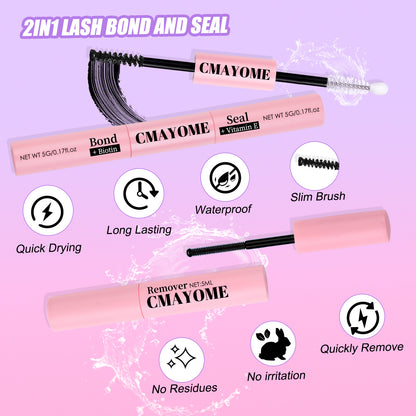 Large Capacity DIY 30 40 50 60 80 D Mix False Individual Lashes Kit  Bond and Seal Tweezers Comb Set Wispy Soft Thick Fake Lash