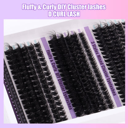 Large Capacity DIY 30 40 50 60 80 D Mix False Individual Lashes Kit  Bond and Seal Tweezers Comb Set Wispy Soft Thick Fake Lash
