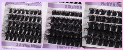 Large Capacity DIY 30 40 50 60 80 D Mix False Individual Lashes Kit  Bond and Seal Tweezers Comb Set Wispy Soft Thick Fake Lash