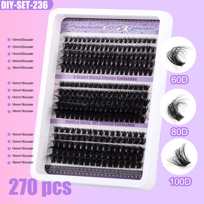 Large Capacity DIY 30 40 50 60 80 D Mix False Individual Lashes Kit  Bond and Seal Tweezers Comb Set Wispy Soft Thick Fake Lash