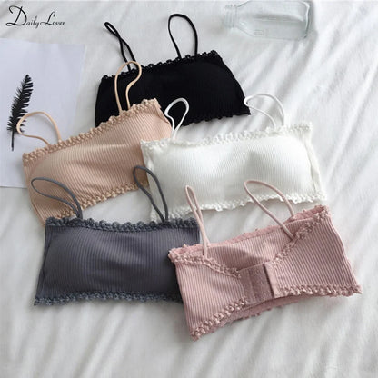 Summer New Sexy Bras for Women Soild Push Up Lingerie Seamless Spaghetti Word Sling Female Soft Tube Top Bralette Top Tanks