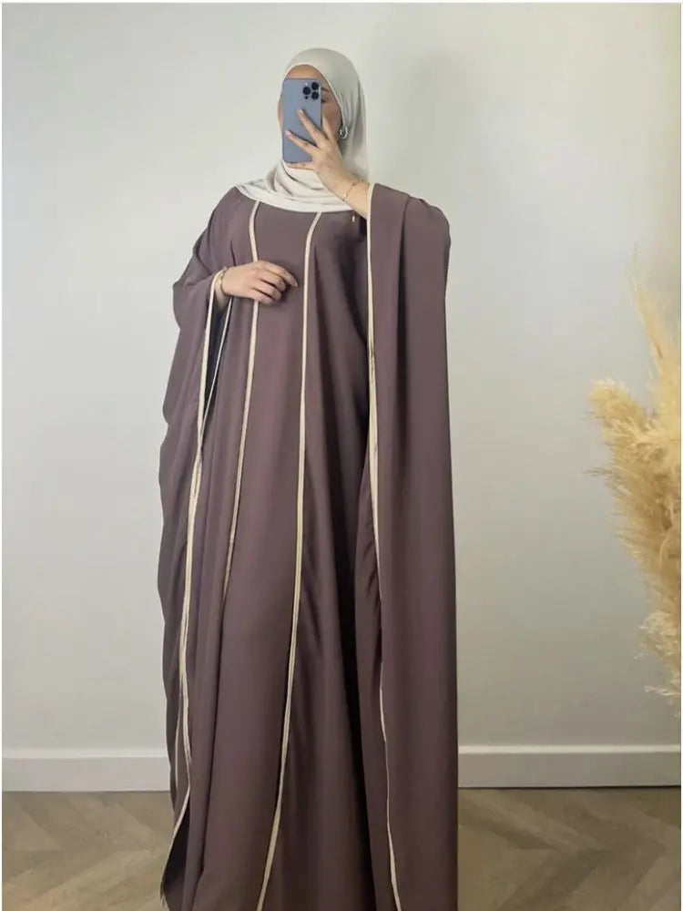 Muslim Women Dress Two Piece Set Eid Ramadan Morocco Dubai Open Abayas Vestidos Arab Cardigan Robe Suit Islam Modest Kaftan