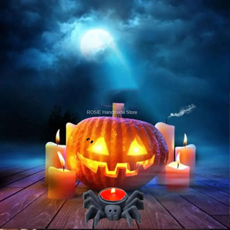 Spider Candle Holder Silicone Mold Candle Light Pumpkin Lamp for Home Bar Haunted House Halloween Decor