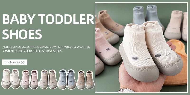 Cartoon Toddler Shoes Animal Pattern Non-slip Silicone Sole Baby Floor Socks Breathable Casual Cotton Baby Boys Girls Shoes