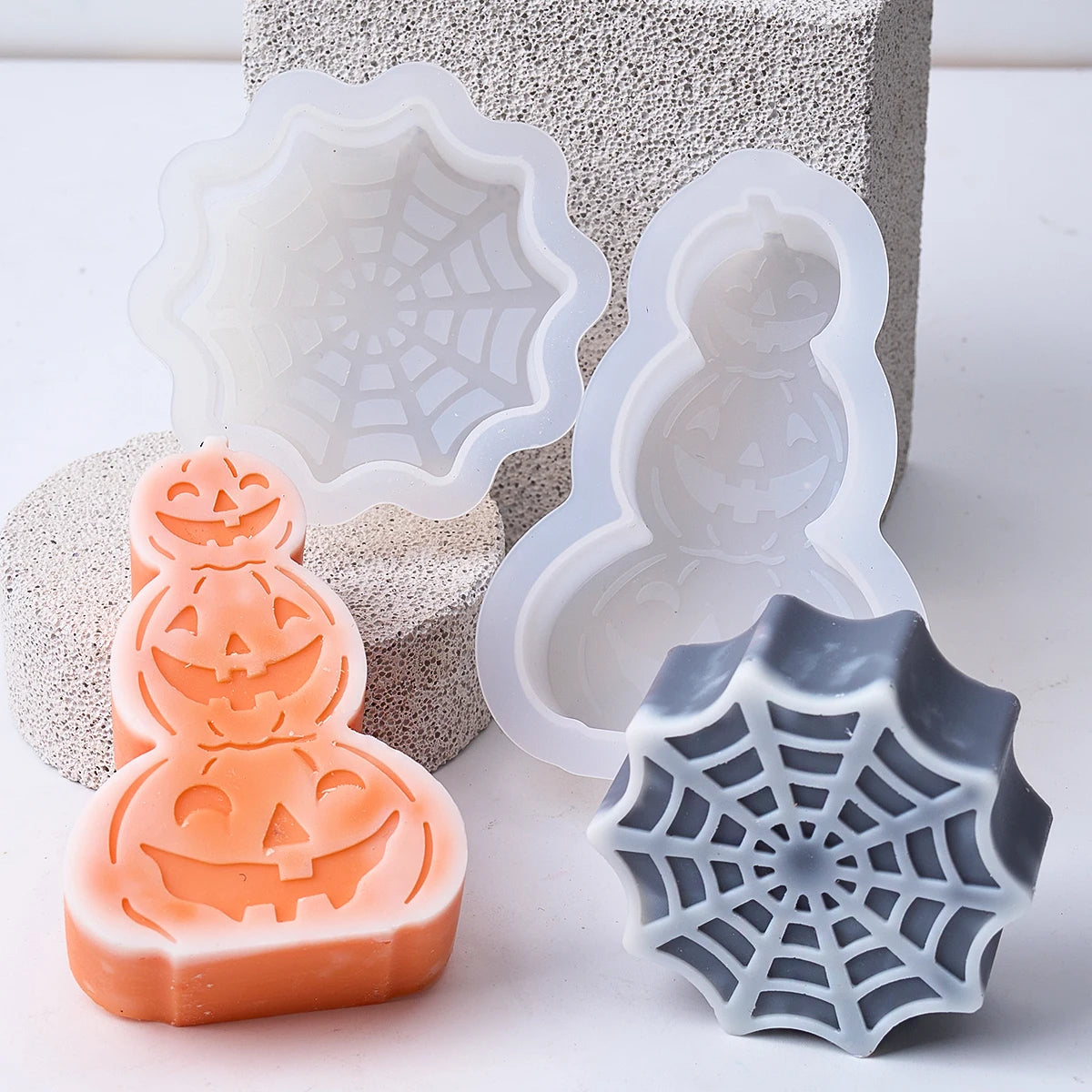 New Halloween Ornaments Pumpkin Silicone Candle Mold DIY Ghost Bat Soap Crafts Making Molds Plaster Resin Mould Home Decor Tools