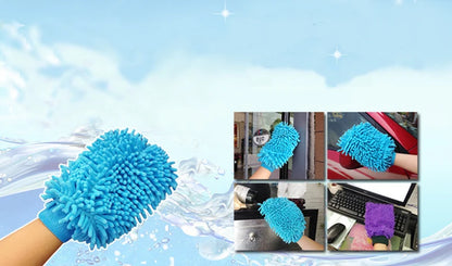 1PC Double-sided Microfiber Washable Car Washing Gloves Car Care Cleaning Gloves Cleaning Cloth Towel Mitt Car Accessories