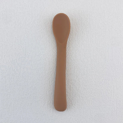Baby Soft Silicone Spoon Food-grade Silicone Children's Supplementary Feeding Training Spoon Long-handle Silicone Feeding Spoon