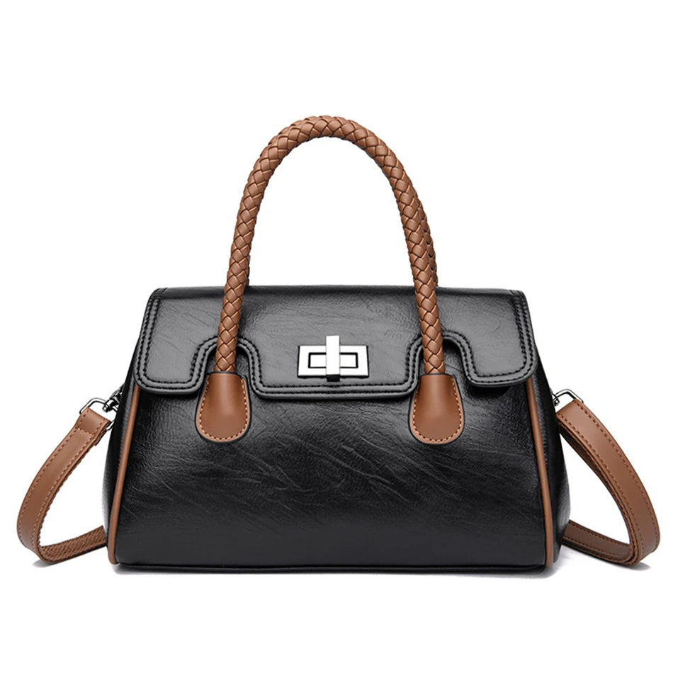 2024 High Quality Soft Leather Women's Handbag Luxury Designer Girl Boston Bag Luxury Large Capacity Shoulder Bags Sac A Main