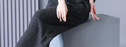 Self Made Knitted Two-piece Set for Women's 2024 Spring Clothing Set Socialite Temperament Wide Leg Pants Sweater Set Commuting