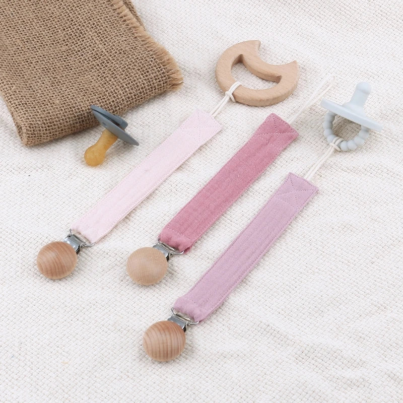 Baby Cotton Pacifier Chain Beech  Pacifier Clip Infant Teething Toy Holder Dropshipping
