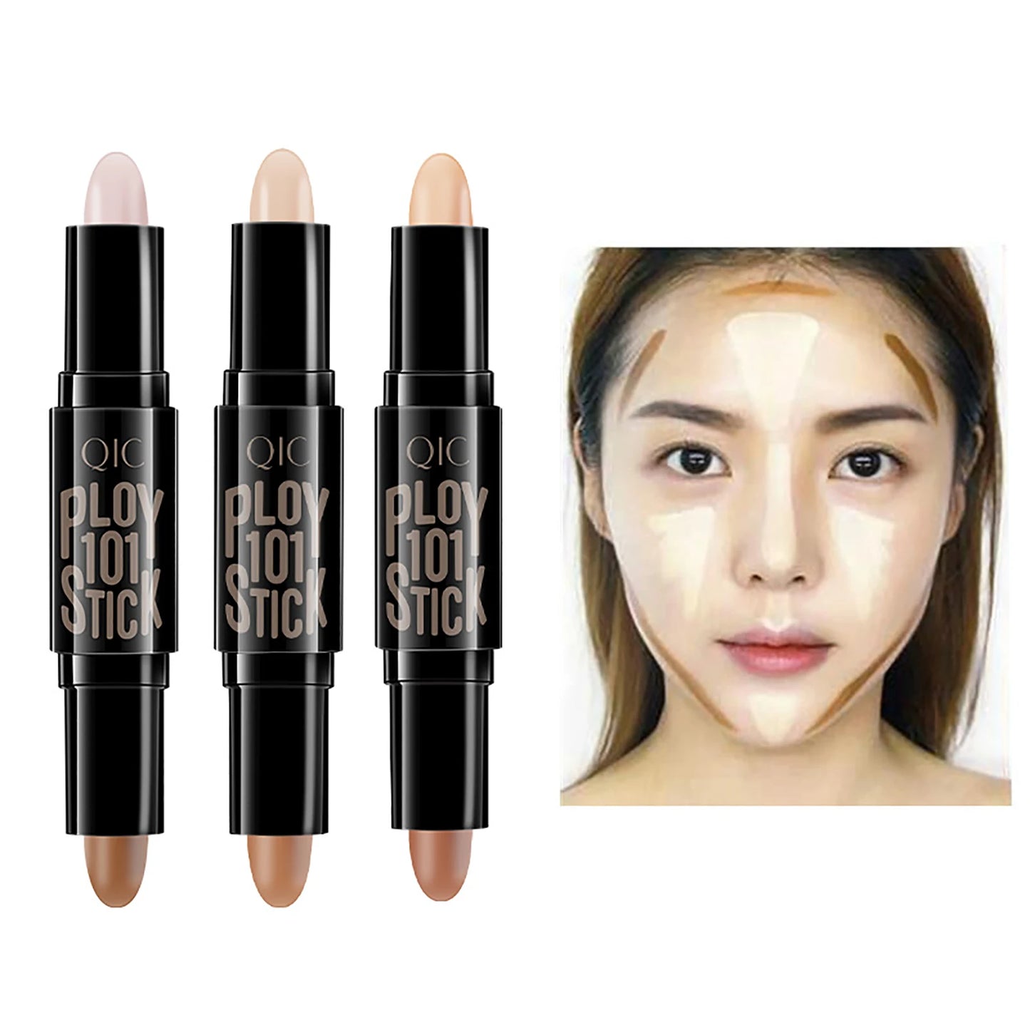Double Head Highlighter Sticks Waterproof Matte Highlighter Foundation Sculptor Highlighter Makeup Stick Shadow Concealer Pencil