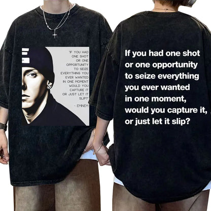 Rapper Eminem Slim Shady Print T Shirt Male 90s Hip Hop Punk Rock Vintage Wash T Shirts Men's Harajuku Clothes Unisex Streetwear