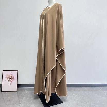 Muslim Women Dress Two Piece Set Eid Ramadan Morocco Dubai Open Abayas Vestidos Arab Cardigan Robe Suit Islam Modest Kaftan