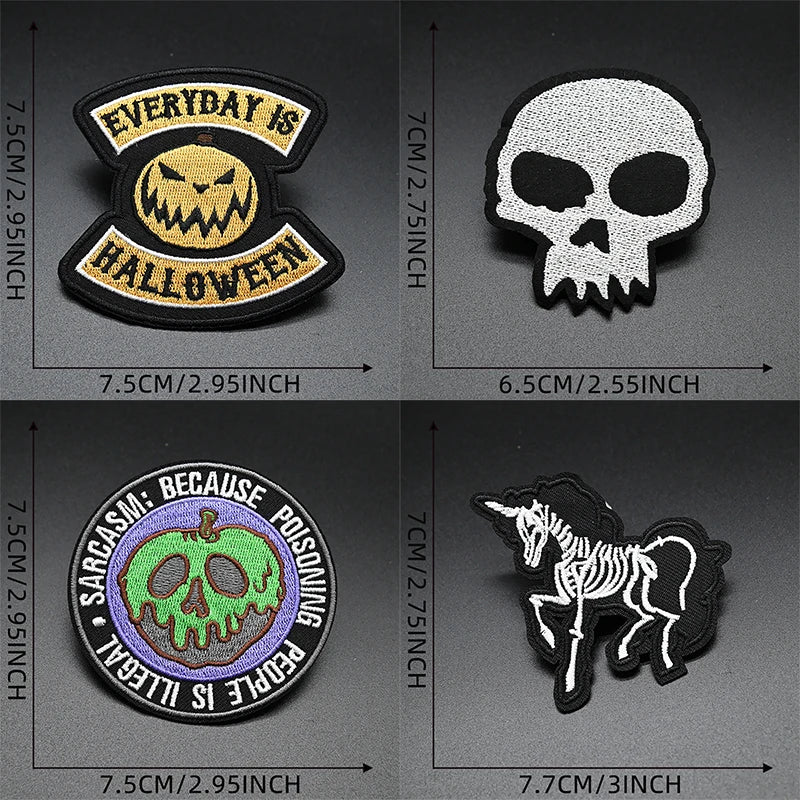 Halloween Iron-on Patch for Clothes Stickers Pumpkin Ghost Apple Devil Embroidery Backpack Jacket Horror Punk Patches Decorative