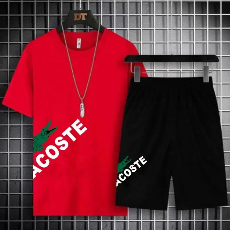 2024 New Summer Men's Set Fashion Sportswear  Short Sleeved T-shirt+Sports Shorts Set Men's Casual Clothing  Jogging