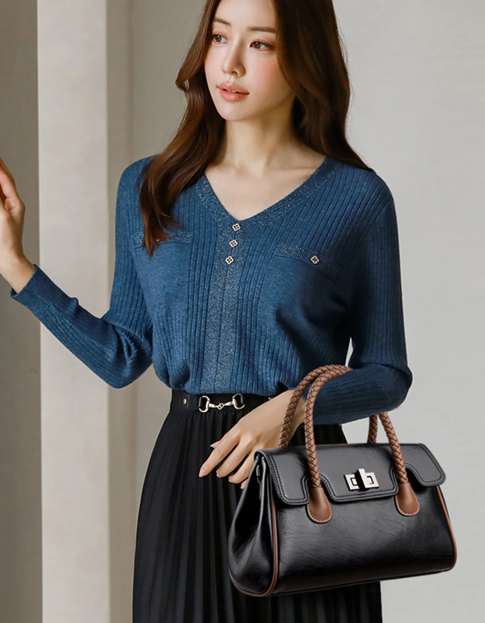 2024 High Quality Soft Leather Women's Handbag Luxury Designer Girl Boston Bag Luxury Large Capacity Shoulder Bags Sac A Main