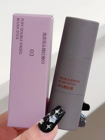 Double head Sponge Powder Blusher Lip&Cheek Dual-use Matte Makeup Natural Rouge Powder Blusher Stick light Nature Cosmetic