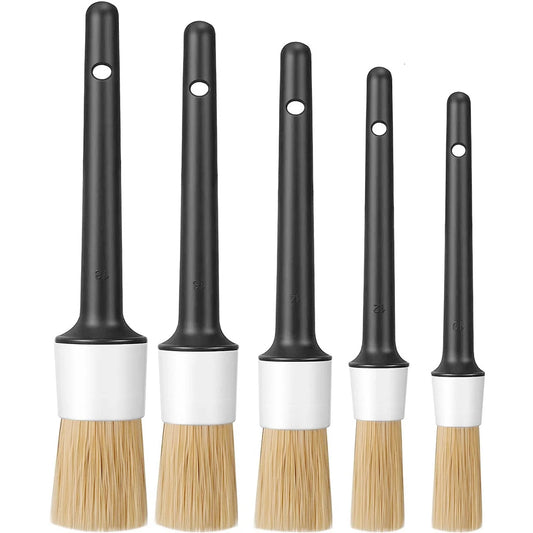 5Pcs Car Detailing Brushes Not Scratching Car Premium Dense Detail Brush for Washing Emblems Wheels Interior Auto Accessories