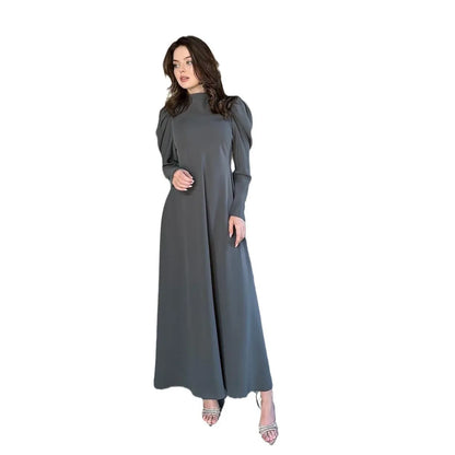 Women Eid Muslim Dresses Lantern Sleeve Morocco Ramadan Solid Sashes Vestidos Dubai Kaftan Arab Slim Casual Abayas Modest
