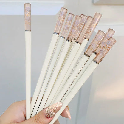1 Pair High Temperature Resistant Non-slip Japanese Sakura Chopsticks Household Reusable for Sushi Tableware Kitchenware