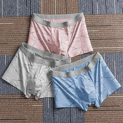 Thin Breathable Cotton Crotch Line Middle Waist Milk Silk Boxers Letter Underwear Men Panties Shorts
