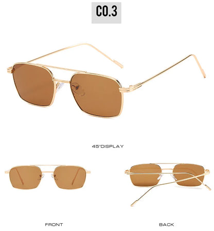 Dropshipping Fashion Square Sunglasses Men Women Metal Sun Glasses Retro Sun Glasses Vintage High Quality Gafas Oculos De Sol