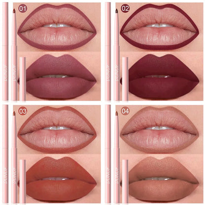 6PC Velvet Matte Lipstick Pen Nude Brown Lip Liner Pencil Kit Smooth Rose Red Pigment Waterproof Long Lasting Dye Cheek Lip Tint