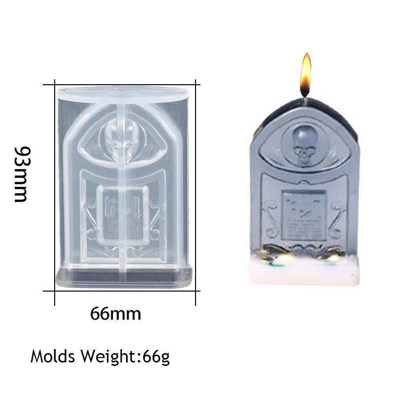 Halloween Ornament Candle Silicone Mold  DIY Handmade Epoxy Resin Pumpkin Tombstone Triple Skulls Wax Craft Molds Party Supplies