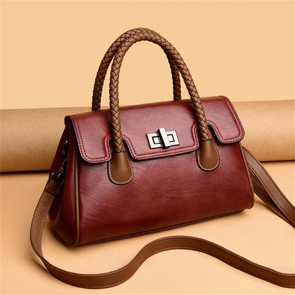 2024 High Quality Soft Leather Women's Handbag Luxury Designer Girl Boston Bag Luxury Large Capacity Shoulder Bags Sac A Main