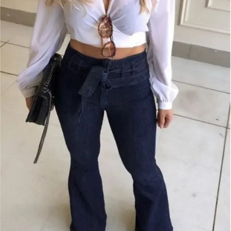 Women's Jeans Solid Color High Waist Flare Pants
