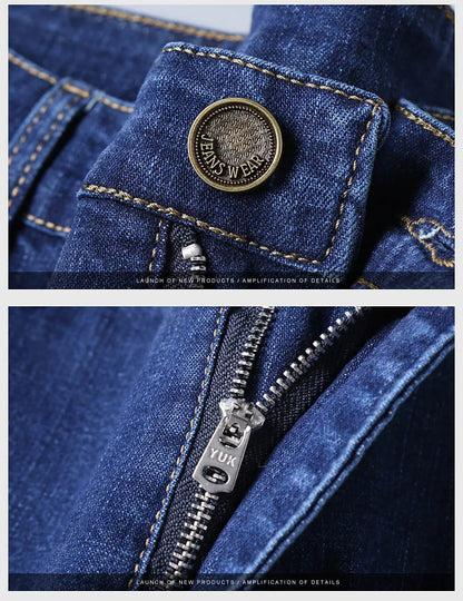 2024 NEW Men's Fashion Business Jeans Classic Style Casual Stretch Slim Jean Pants Male Brand Denim Trousers Black Blue