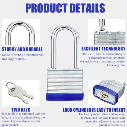 Padlock Anti-theft Antipick Rustproof Household Lock Big Door Lock Small Door Lock Dormitory Cabinet Lock Thick Iron Lock