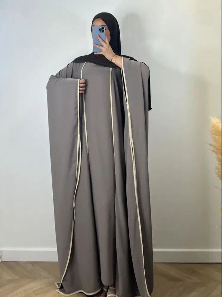 Muslim Women Dress Two Piece Set Eid Ramadan Morocco Dubai Open Abayas Vestidos Arab Cardigan Robe Suit Islam Modest Kaftan
