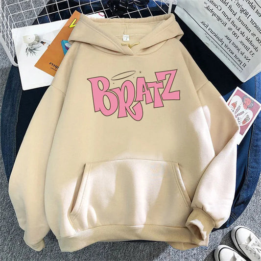 Harajuku Hoodies Women Couple Print Letter Sweatshirts Fashion Loose Long Sleeve Tops Student Autumn Winter Female Clothes