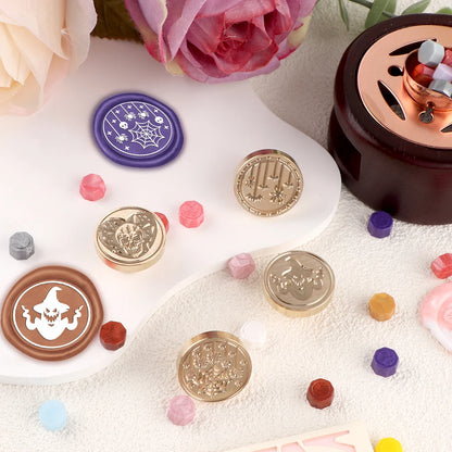Halloween Skull Witch Cauldron Wax Seal Stamps Removable Brass Stamp Heads for Decorating Wedding Parties,Invitations Xmas Party