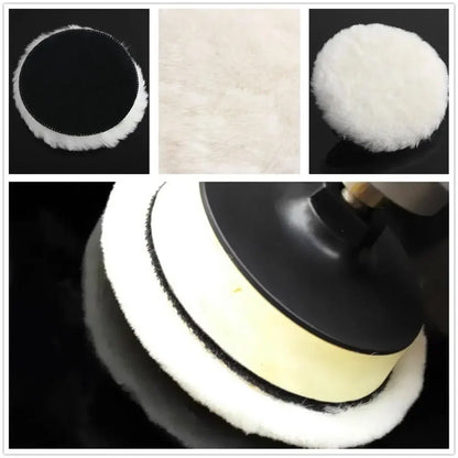 5Pcs Wool Car Polishing Pad Set For Polisher Machine Waxing Polishing Buffing Auto Paint Care Polisher Pads 3/4/5/6/7 Inch
