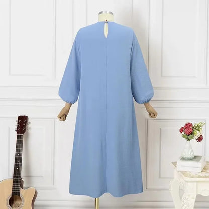 Eid Muslim Dress for Women Abaya Puff Sleeve Morocco Ramadan Prayer Dresses Abayas Kaftan Islam Dubai Arab Modest Long Robe 2024