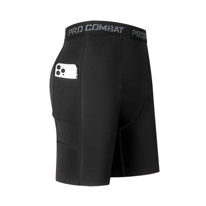1 Article High Performance Men's Compression Shorts with Pocket - Quick Dry, Breathable, and Stretchy Base Layer for Sports, Gym