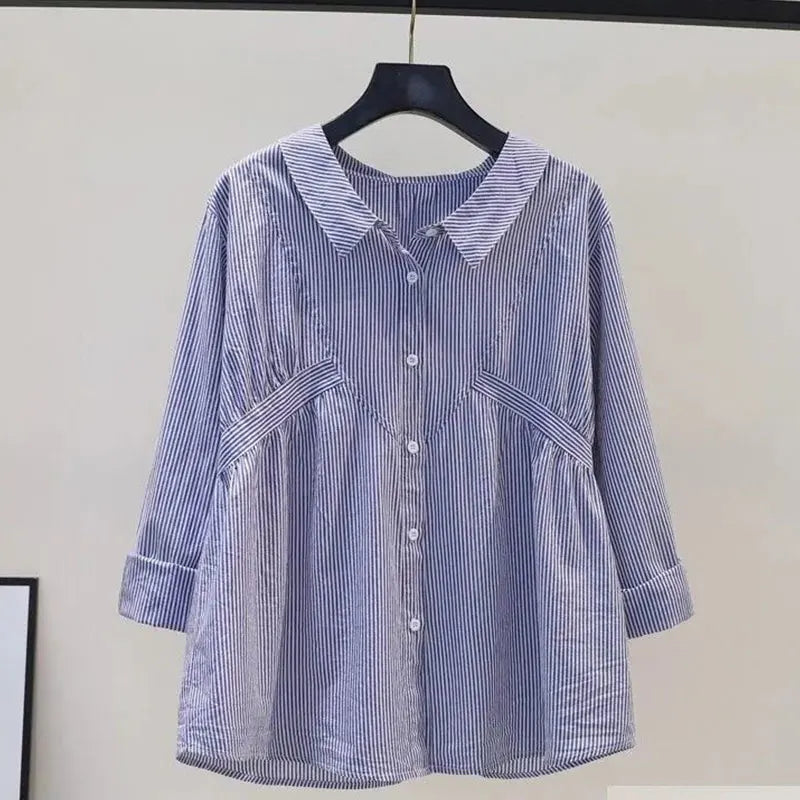 Elegant Fashion Harajuku Slim Fit Female Clothes Loose Casual All Match Tops Women Cardigan Solid POLO Collar Long Sleeve Shirt