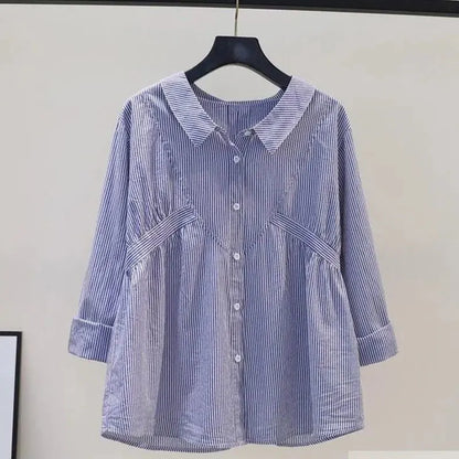 Elegant Fashion Harajuku Slim Fit Female Clothes Loose Casual All Match Tops Women Cardigan Solid POLO Collar Long Sleeve Shirt
