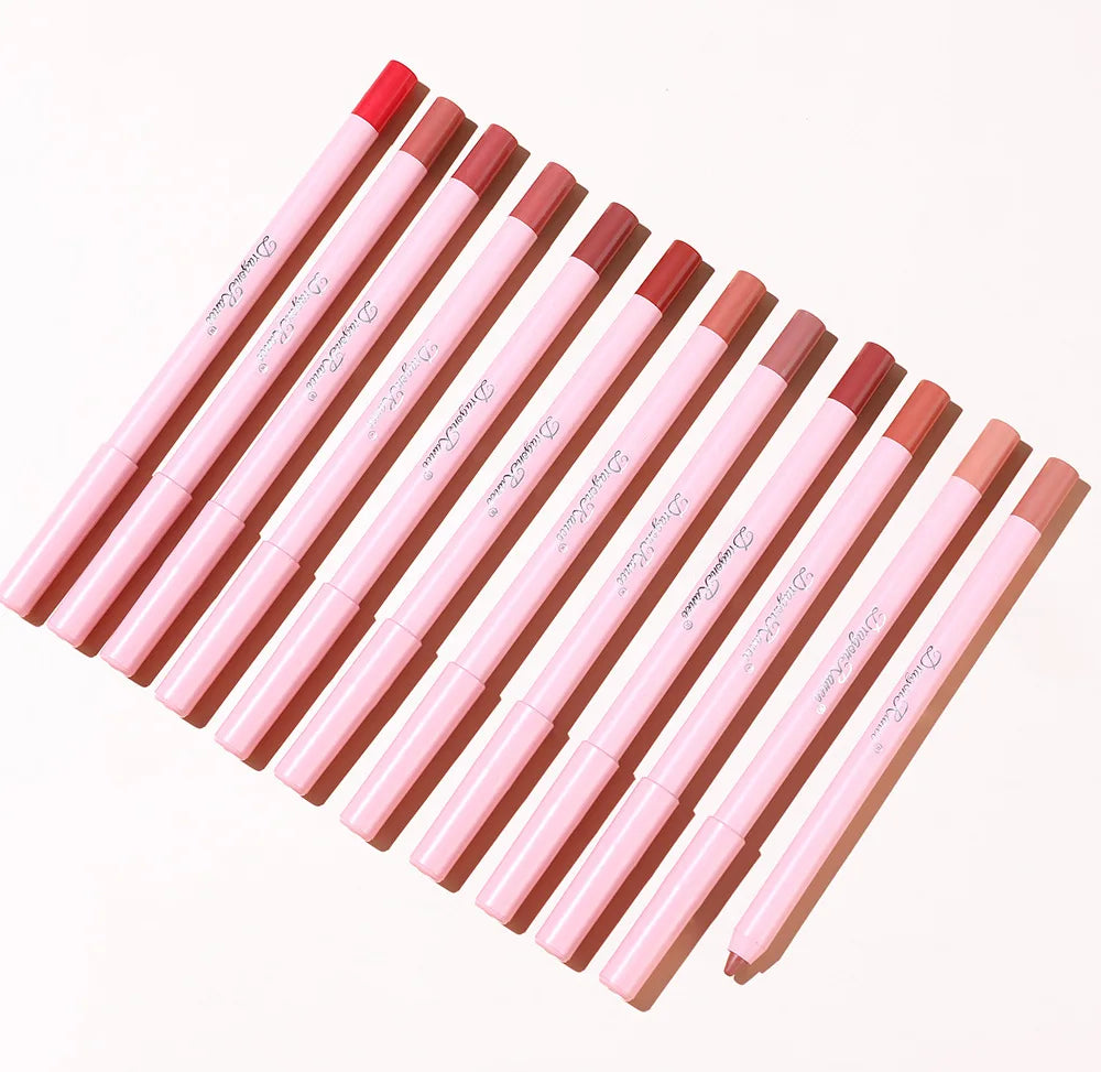 12 Colour Matte Lip Liner Pencil Carving Labial Makeup Lasting Brown Lip Liners Waterproof Lipstick Pen Lip Contouring Cosmetics
