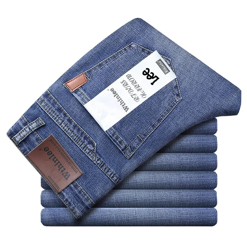 2024 Wthinlee Men's Casual Fashion New Elastic Jeans Pants Work Jeans Classic Men's Fashion Brand Versatile Clothing Blue Black