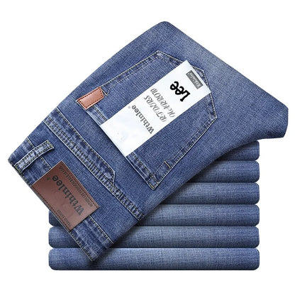 2024 Wthinlee Men's Casual Fashion New Elastic Jeans Pants Work Jeans Classic Men's Fashion Brand Versatile Clothing Blue Black