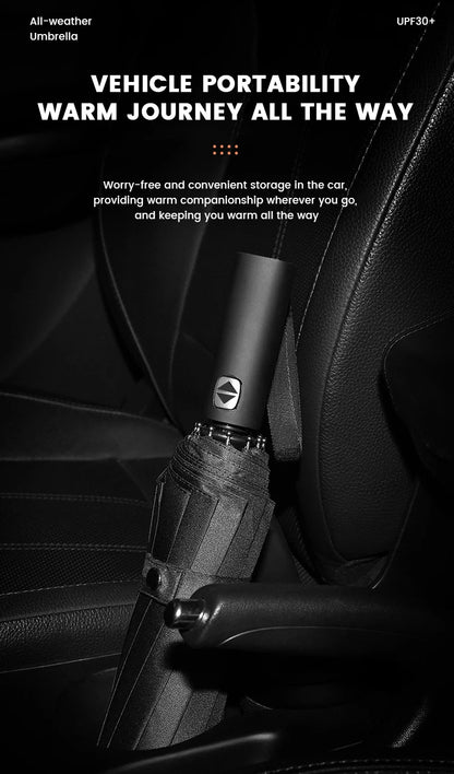 12 Bone Black Glue Fully Automatic Umbrella With Thick And Durable Keel Three Fold Umbrella UV Resistant Folding Umbrella