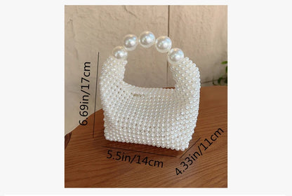 Beaded Woven Tote Bags for Women Pearl Purses and Handbags Ladies Evening Party Hand Bags Holiday Purse