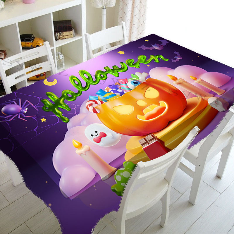 Halloween Rectangle Table Cloth, Halloween Castle Ghost Washable Ron Tablecloth for Family Dinner Party Outdoor Picnic Mats