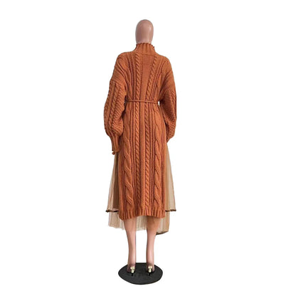 Muslim Women Knitting Dress Modest Robe Vestidos Dubai Saudi Arabic Morocco Abaya Jalabiya Eid Ramadan Knitted Dresses Abayas