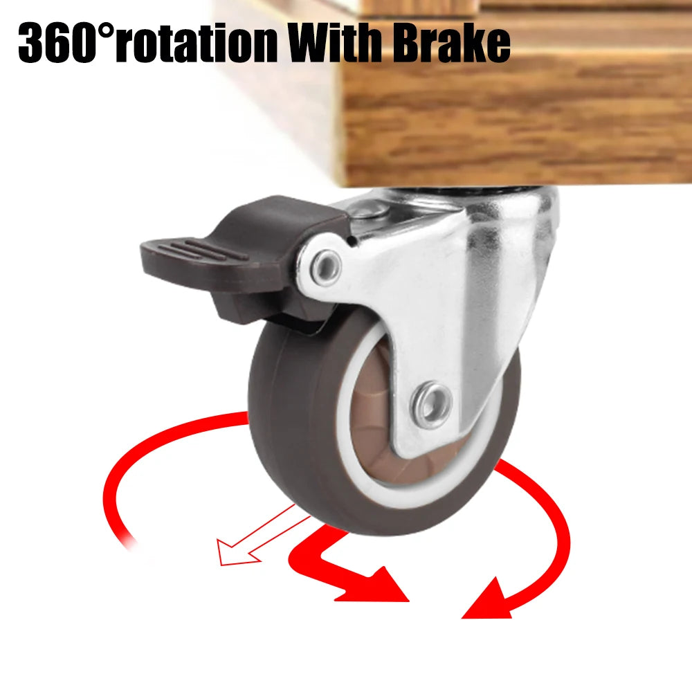 4Pcs Furniture Caster For Platform Trolley Chair Accessory Swivel Caster Universal 1/2 inches Soft Rubber Wheel 360°